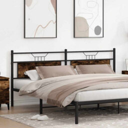 Berkfield Headboard Smoked Oak 193 Cm Engineered Wood And Steel - thumbnail 3