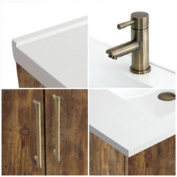 Homestylestore 1210mm Dark Oak Floorstanding Bathroom Vanity Unit Double Basin And Aged Bronze T Bar Handle - thumbnail 3