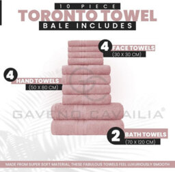 Gaveno Cavailia 10 Piece Toronto Towel Bale Set Blush Pink Premier Super Soft And Quick Obsorbent Bath Towel - thumbnail 2