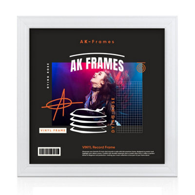 "12X12""  White Classic Vinyl Record Frame For 12 Inch Lp Album Covers - Elegant Wall Display - Ak Frames" - image 1