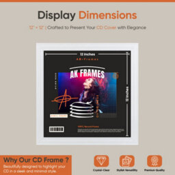 "12X12""  White Classic Vinyl Record Frame For 12 Inch Lp Album Covers - Elegant Wall Display - Ak Frames" - thumbnail 2