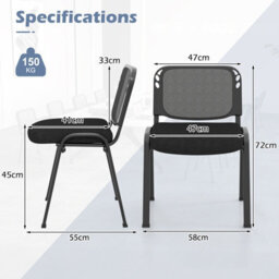 Gainoom Meeting Room Chair Set Of 2 Stackable Conference Chairs Mesh Office Chair Computer Task Chair Guest Waiting Room Chair - thumbnail 2