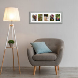 AK Frames 26X8 Light Grey Modern Multi Photo Frame With White Mount - Holds 5 Apertures (5X) 6X4 Photos - thumbnail 3