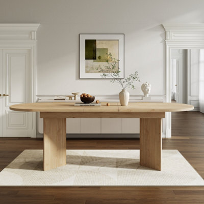Btm Extendable Dining Table 160 200X90Cm, Seats 6 8, Rounded Corners, Thick Top, Oak - image 1