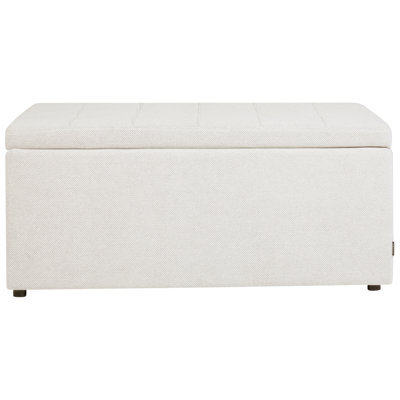 Wyld And Coco Noble Home Ottoman Off-White Footstool With Full-Length Storage, 100 X 42 X 40 Cm - image 1