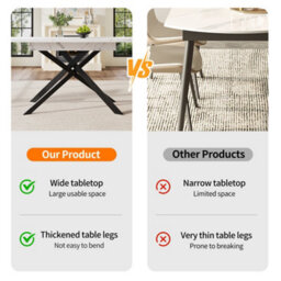 Btm Telescopic Dining Table 120160 Cm, Spacesaving Dining Table, Black Crossed Iron Legs, White Marble Top - thumbnail 5