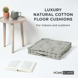 Homescapes Cotton Grey Floor Cushion, 40 X 40 Cm - thumbnail 2