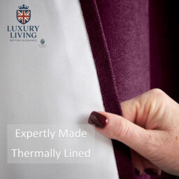 Luxury Living Velvet Chenille Thermal Fleece Lined Pencil Pleat Top Door Curtain 137Cm X 213Cm Aubergine - thumbnail 3