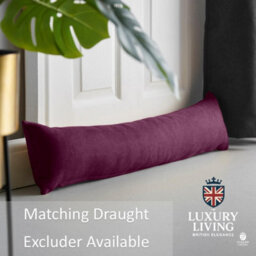 Luxury Living Velvet Chenille Thermal Fleece Lined Pencil Pleat Top Door Curtain 137Cm X 213Cm Aubergine - thumbnail 6