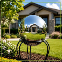 KK-GARDEN Set Of 4 Silver Stainless Steel Mirror Polished Gazing Balls For Home & Garden Decoration - thumbnail 3