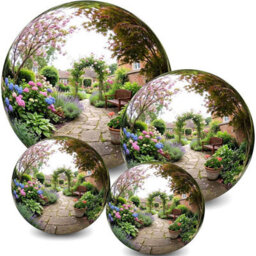 KK-GARDEN Set Of 4 Silver Stainless Steel Mirror Polished Gazing Balls For Home & Garden Decoration