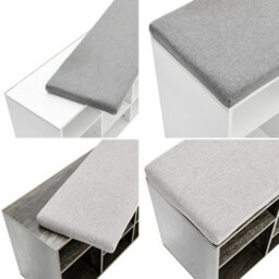 Living And Home White Wooden Shoe Bench Shoe Storage Organizer Shoe Cabinet With Seat Padded - thumbnail 3