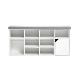 Living And Home White Wooden Shoe Bench Shoe Storage Organizer Shoe Cabinet With Seat Padded - thumbnail 4