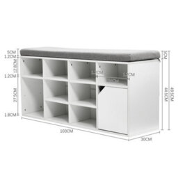 Living And Home White Wooden Shoe Bench Shoe Storage Organizer Shoe Cabinet With Seat Padded - thumbnail 6