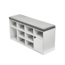 Living And Home White Wooden Shoe Bench Shoe Storage Organizer Shoe Cabinet With Seat Padded - thumbnail 5