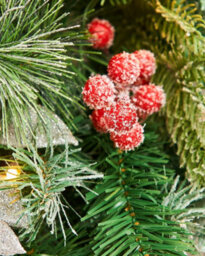 Werchristmas 60 Cm Pre-Lit Frosted Red And White Decorated Artificial Christmas Wreath, 20 Warm White Leds - thumbnail 6