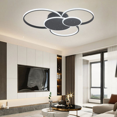 Darphe Classic 5 Circles Led Ceiling Light, Black Starry Sky Finish Living Room And Dining Room Ceiling Light - image 1