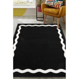 Melrose Colorama Scallop Black Medium Indoor Area Rug 120/170Cm - thumbnail 1