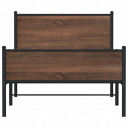Berkfield Metal Bed Frame Without Mattress Brown Oak 100X200 Cm - thumbnail 5
