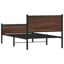 Berkfield Metal Bed Frame Without Mattress Brown Oak 100X200 Cm - thumbnail 7