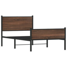 Berkfield Metal Bed Frame Without Mattress Brown Oak 100X200 Cm - thumbnail 3