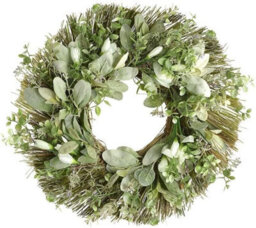 Artificial Green Floral Door Wreath With Eucalyptus And Wildflower Design For Home - thumbnail 1