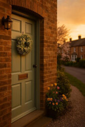 Artificial Green Floral Door Wreath With Eucalyptus And Wildflower Design For Home - thumbnail 2