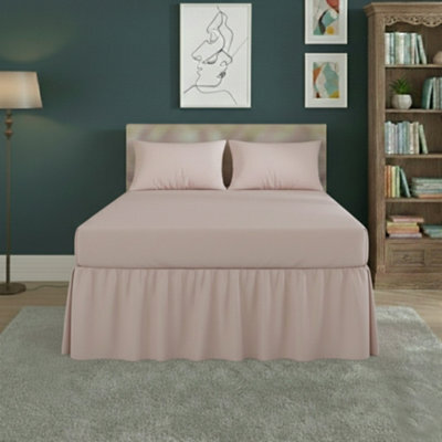Fitted Valance Bed Sheet Polycotton Mattress Cover And Frill Easy Care Pink - image 1