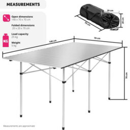 Tectake 1 Aluminum Folding Camping Table With Carry Bag, 140X70X70 Cm  - Grey - thumbnail 6