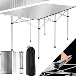 Tectake 1 Aluminum Folding Camping Table With Carry Bag, 140X70X70 Cm  - Grey - thumbnail 1