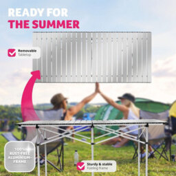 Tectake 1 Aluminum Folding Camping Table With Carry Bag, 140X70X70 Cm  - Grey - thumbnail 3
