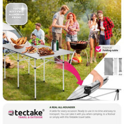 Tectake 1 Aluminum Folding Camping Table With Carry Bag, 140X70X70 Cm  - Grey - thumbnail 8