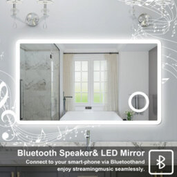 Probaty Bathrooms Led Mirror 3-Color Backlit With Bluetooth,clock And Magnifier,memory Function,anti-Fog Wall Mounted,120X70Cm - thumbnail 2