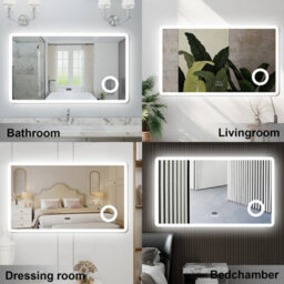 Probaty Bathrooms Led Mirror 3-Color Backlit With Bluetooth,clock And Magnifier,memory Function,anti-Fog Wall Mounted,120X70Cm - thumbnail 6