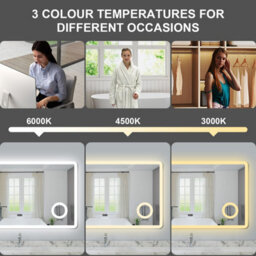 Probaty Bathrooms Led Mirror 3-Color Backlit With Bluetooth,clock And Magnifier,memory Function,anti-Fog Wall Mounted,120X70Cm - thumbnail 3