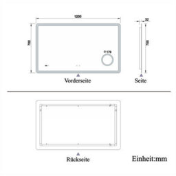 Probaty Bathrooms Led Mirror 3-Color Backlit With Bluetooth,clock And Magnifier,memory Function,anti-Fog Wall Mounted,120X70Cm - thumbnail 9
