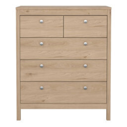 Wyld Haus Gossmere Hickory Oak Effect 5-Drawer Tall Chest Matt Finish Natural - thumbnail 3
