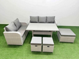 Fimous 8 Seater Pe Rattan Wicker Garden Furniture Conservatory Sofa Set 3 Seater Sofa Love Sofa 3 Stool - thumbnail 1
