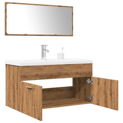 Berkfield 3 Piece Bathroom Furniture Set Artisan Oak Engineered Wood - image 1