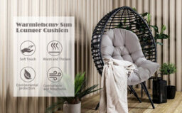 Living And Home Light Grey Seat Pad Cushion For Garden Egg Chair Hanging Basket Chair Hammock (Without Chair) 80 X 108 Cm - thumbnail 6