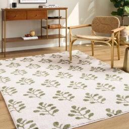 Livabliss Tivoli-Washable Cream Green Modern High Pile Living Dining Bedroom Rug 160 X 213 Cm Easy Care, Non Shedding - thumbnail 1