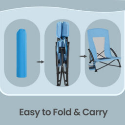 LEDREM High Back Beach Chair, Portable Folding Camping Chair, Lightweight, Comfortable And Heavy Duty, Outdoor Chair With Carry Bag, Blue - thumbnail 5