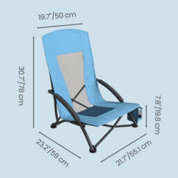 LEDREM High Back Beach Chair, Portable Folding Camping Chair, Lightweight, Comfortable And Heavy Duty, Outdoor Chair With Carry Bag, Blue - thumbnail 6