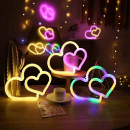 Double Heart Neon Wall Light Usb Or Battery Powered 0 To 5W For Bedroom - thumbnail 3
