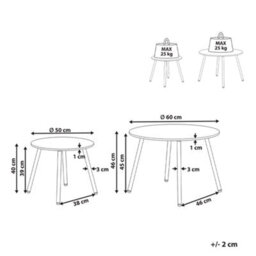 Beliani Set Of 2 Garden Coffee Tables Vimercate Metal Beige - thumbnail 3