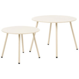 Beliani Set Of 2 Garden Coffee Tables Vimercate Metal Beige