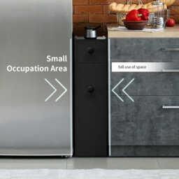 Costway Bathroom Slim Floor Cabinet Narrow Wooden Toilet Floor Cabinet W/ Drawers - thumbnail 4