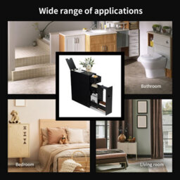 Costway Bathroom Slim Floor Cabinet Narrow Wooden Toilet Floor Cabinet W/ Drawers - thumbnail 7