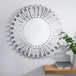 Furniturebox Starburst Medium 80Cm 3D Silver Round Sunburst Modern Hallway Bedroom Dining And Living Room Mirror - thumbnail 3