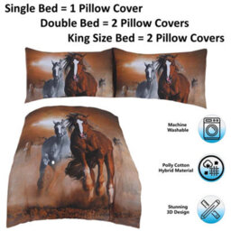 TheWhiteWater Limited Wild West Horses Bed Set- 3D Animal Printed Single Beddings Duvet Cover + One Matching Pillowcase - thumbnail 6